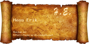 Hess Erik névjegykártya